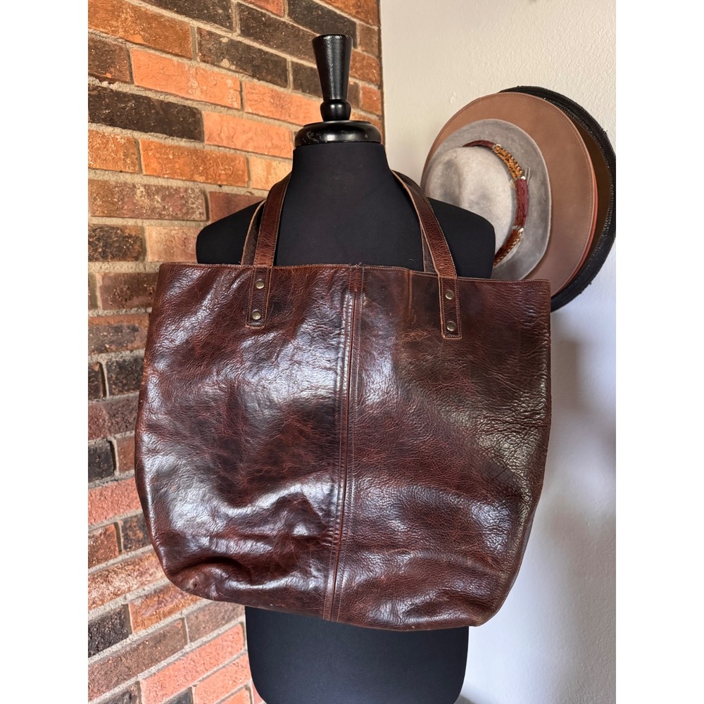 Sonora Brown Pebbled Leather Tote Bag Oversized Shoulder Bag Distressed Rustic